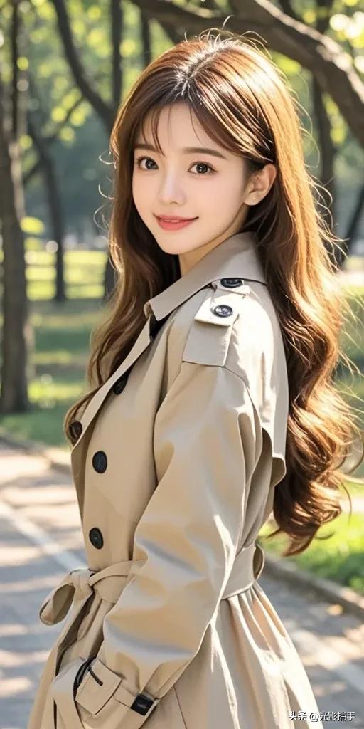 秋風(fēng)中的優(yōu)雅女神:穿風(fēng)衣的她