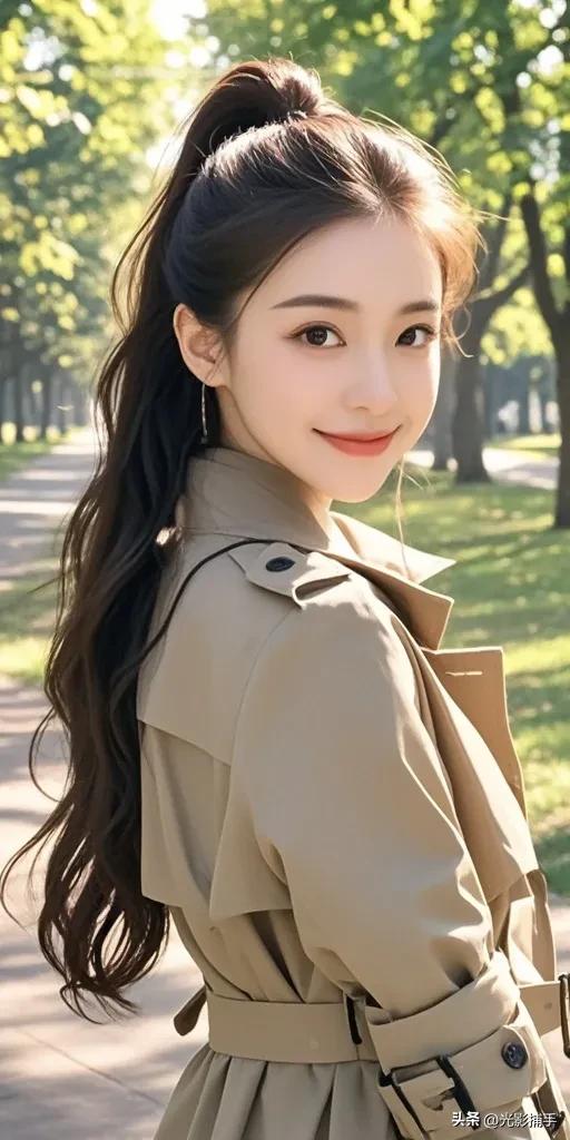 秋風(fēng)中的優(yōu)雅女神:穿風(fēng)衣的她