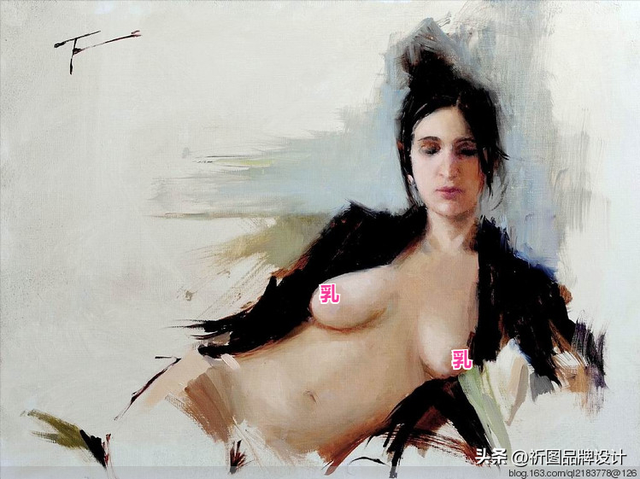 “乳”此美麗的人體油畫作品，肌膚如此細膩絲滑，真美