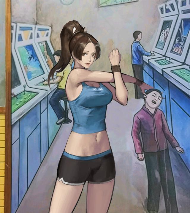 街機游戲愛穿熱褲的少女，白花花總讓人分心