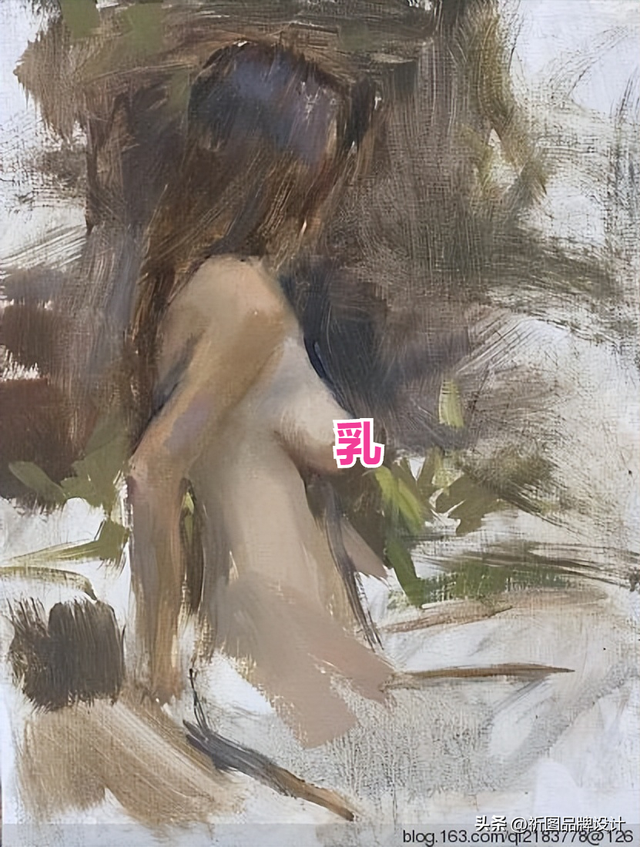 “乳”此美麗的人體油畫作品，肌膚如此細膩絲滑，真美
