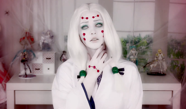 《鬼滅》姉蜘蛛仿妝COS，美女來自靈魂的還原，一種鬼魅的美
