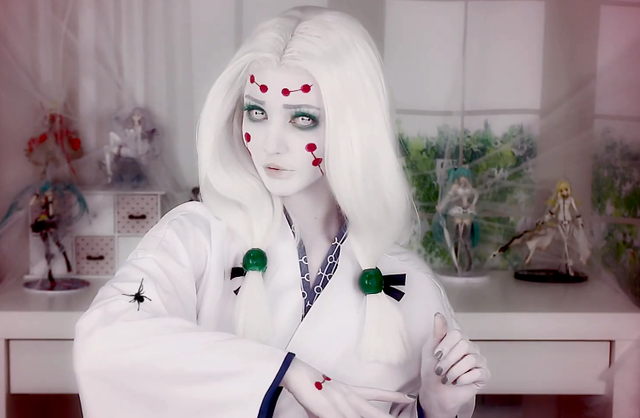 《鬼滅》姉蜘蛛仿妝COS，美女來自靈魂的還原，一種鬼魅的美